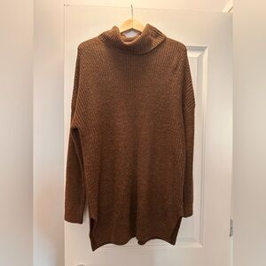 Cozy Brown Oversized Turtleneck Sweater